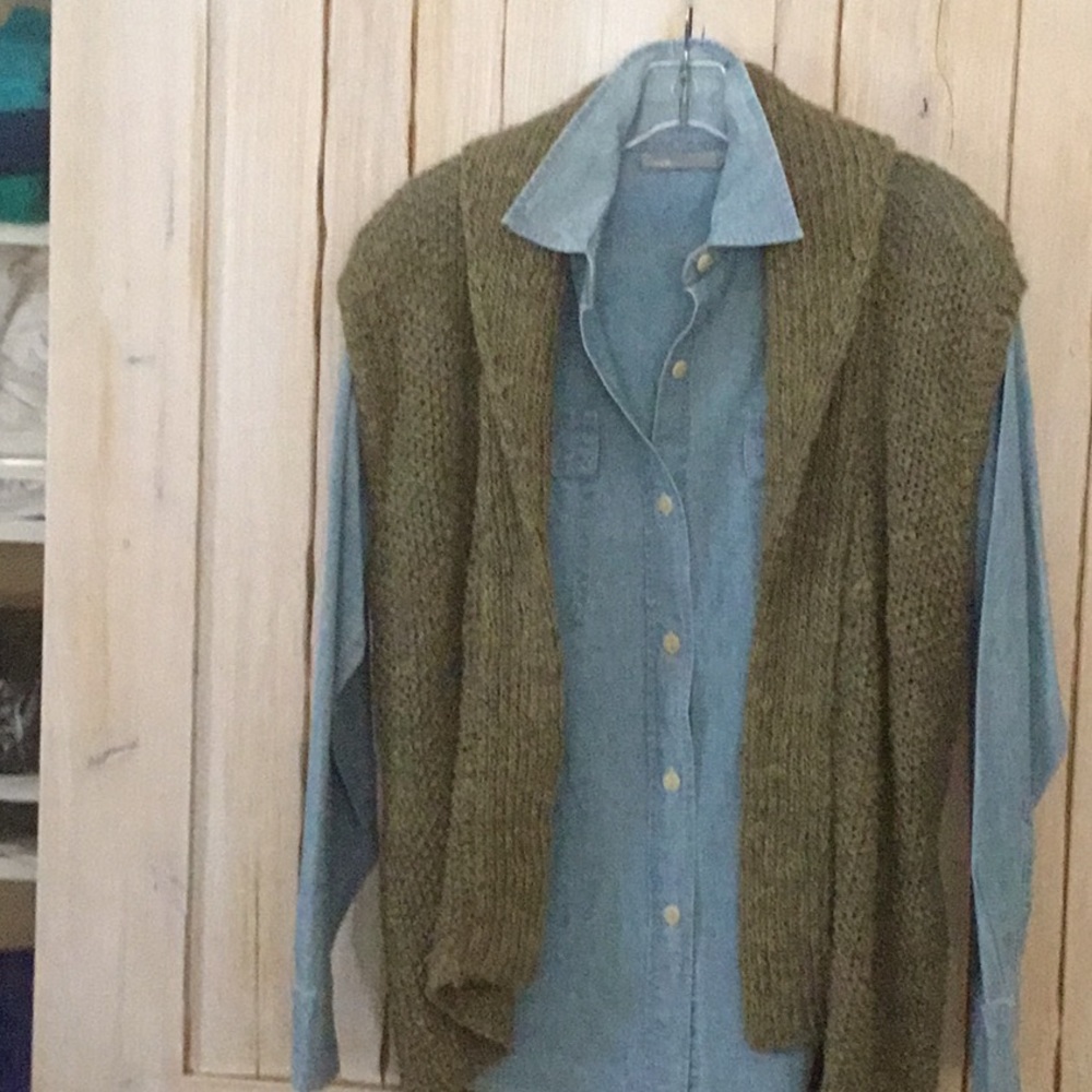 Knit of linen sweater vest. $35